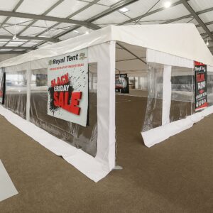 White Roof with Clear Sides Frame Tent – 5m x 10m